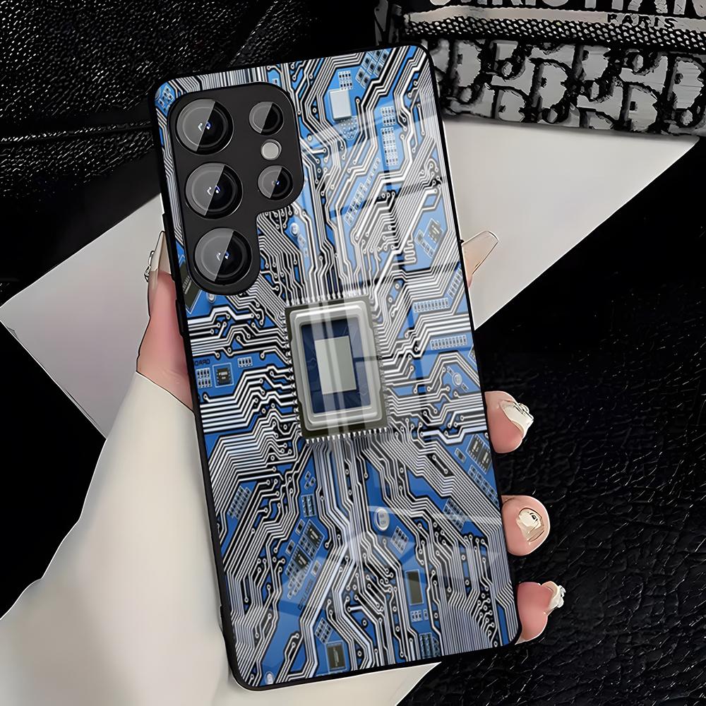 

Креативный чехол для телефона с рисунком печатной платы Для Samsung S26 S25 Plus S20 S20 Plus S22 Ultra S23 FE S21 Plus S21 Ultra Стеклянная крышка Samsung S24 FE