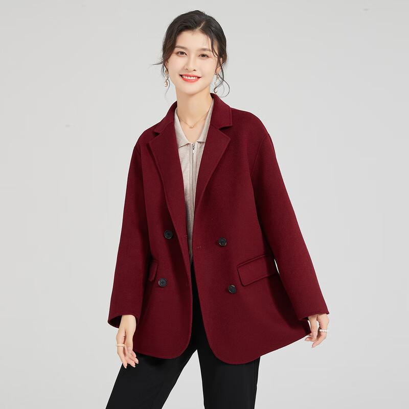 

Jinju Women s 100% Merino Wool Double-faced Lapel Coat M