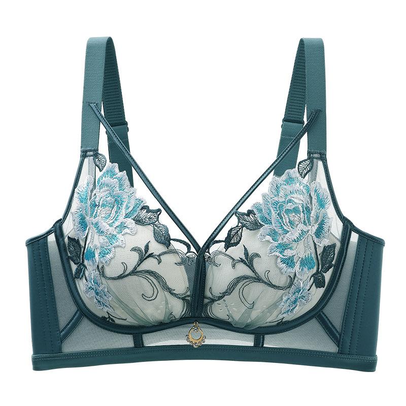 

Жіночий дихаючий бюстгальтер з чашками з отворами без кісточок, бюстгальтер, що збирає, проти провисання, регульований бюстгальтер пуш-ап 36/80D зелений