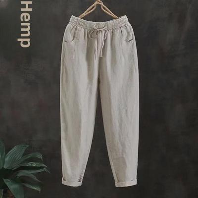 2024 Sommer Damen Locker Baumwolle Leinen Karottenhose - Übergröße, Retro, Vielseitiger Harem-Stil, Knöchellang.