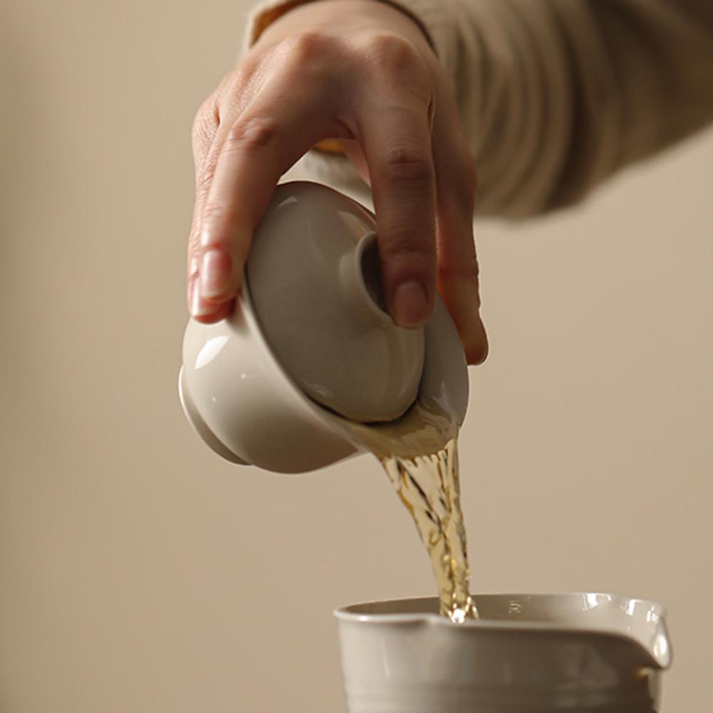 Hand-made Porcelain Gai Wan Tea Set Vintage Hand-made Teacups For Brew Loose Oolong/Puerh Tea