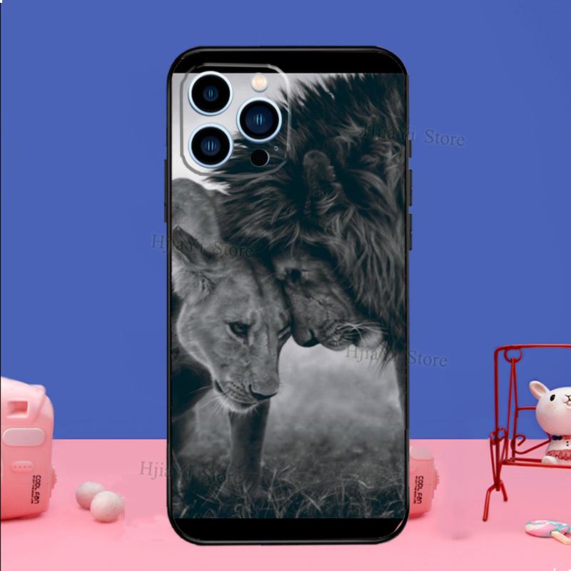 Lion Animal Case For iPhone 16 15 13 11 12 14 Pro Max XS XR X Plus 13 mini Soft Cover Fundas Capa Shell