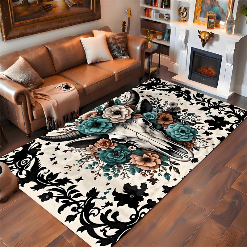 

Цветочный ковер с рисунком черепа альпаки: Нескользящий Декоративный Коврик для Гостиной, Спальни, Ванной Комнаты, Кухни, Декор для Дома 40x60cm