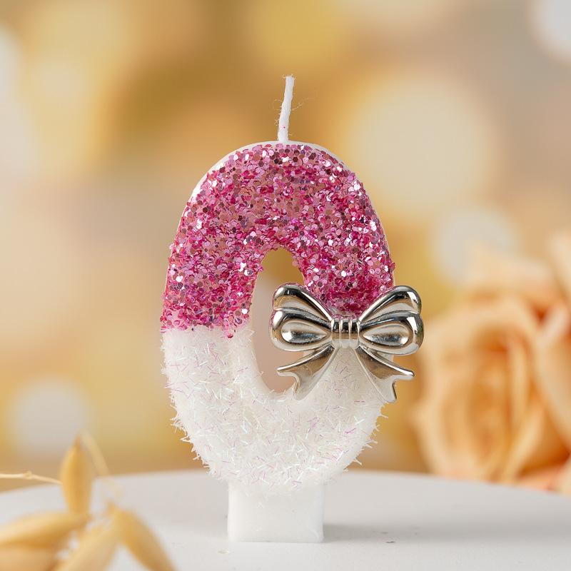Silver Bow Digital Candle Princess Atmosphere Birthday Party Cake Decoration Candle Plug-in