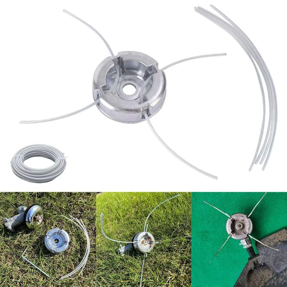 Universal Trimmer Head with 20pcs Trimmer Lines Labor-saving Lawn Mower Parts Aluminum Alloy Rust-proof Lawn Mower Accessories