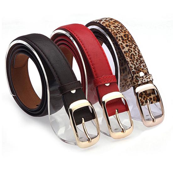 Women Fashion Paint Waist Belt Faux Leather Alloy Buckle Casual Waistband Strap