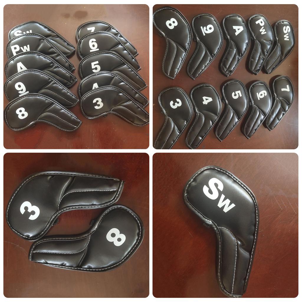 10Pcs Golfs Head Cover, Thick Synthetic PU Leathers Golfs Iron Head Cover with Big Number for Long Neck Golfs Club Head