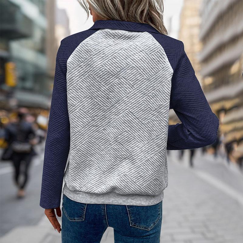 Women S V Neck Long Sleeve Pullover Casual Color Block Sweatshirt
