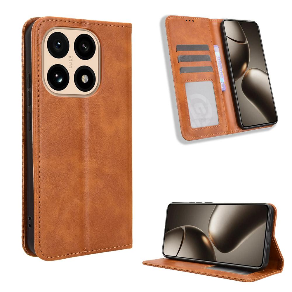 For Xiaomi 15T Leather Case Wallet Stand Retro Texture Phone Cover