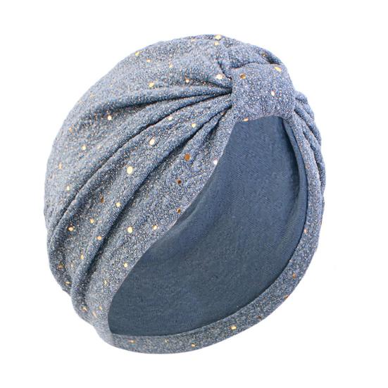 Turban Hat for Women, Sequined Crepe Fabric Headwrap, Ethnic Style Knotted Front Headwrap for All Face Shapes серый