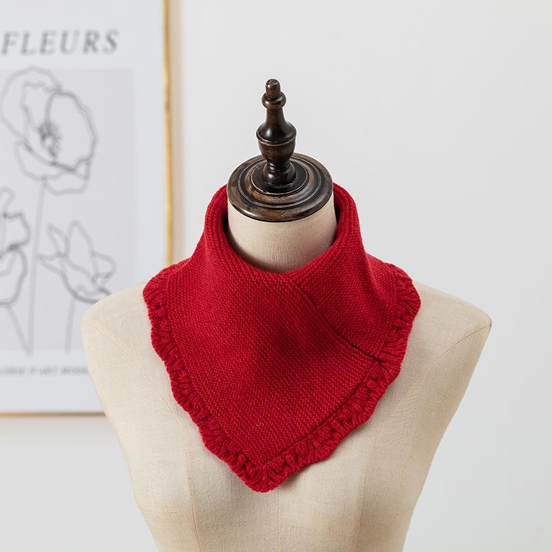 Woman Knitted Ring Scarf Detachable Collar Winter Warm Turtleneck Neck Cover Korean Triangle Scarf Solid Color Muffler 29*26Cm