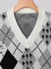 Damen Argyle Strick V-Ausschnitt Pulloverweste für Herbst/Winter