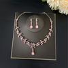 Women's 2 Pcs Jewelries Set with Rhinestones Elegant Purple/Pink Hanging Necklaces Drop Earrings for Bridesmaid Wedding Ball Party