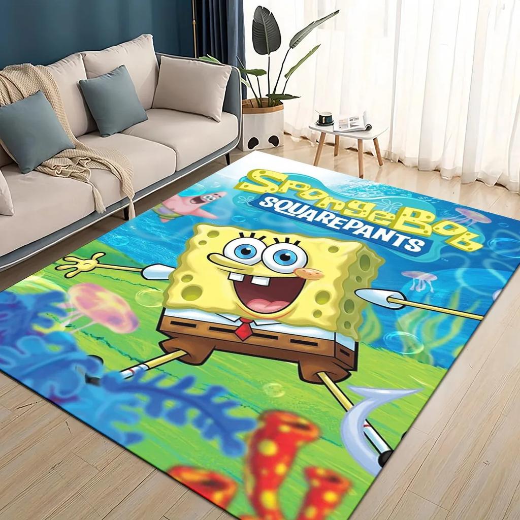 3D Cartoon S-SpongeBob Funny Area Rug,Carpet Rug for Living Room Bedroom Sofa Doormat Decoration,kids Non-slip Floor Mat