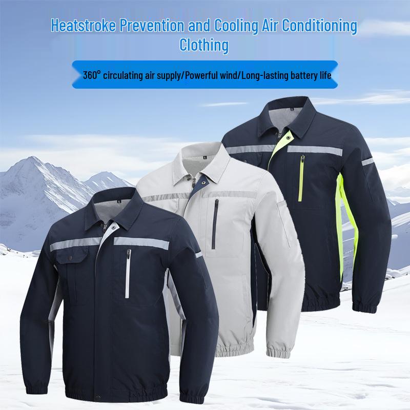 Men's and Women's Summer Cooling Workwear: Rechargeable, Fan-Integrated, Waterproof, UV-Resistant, Heatstroke-Prevention Clothing.