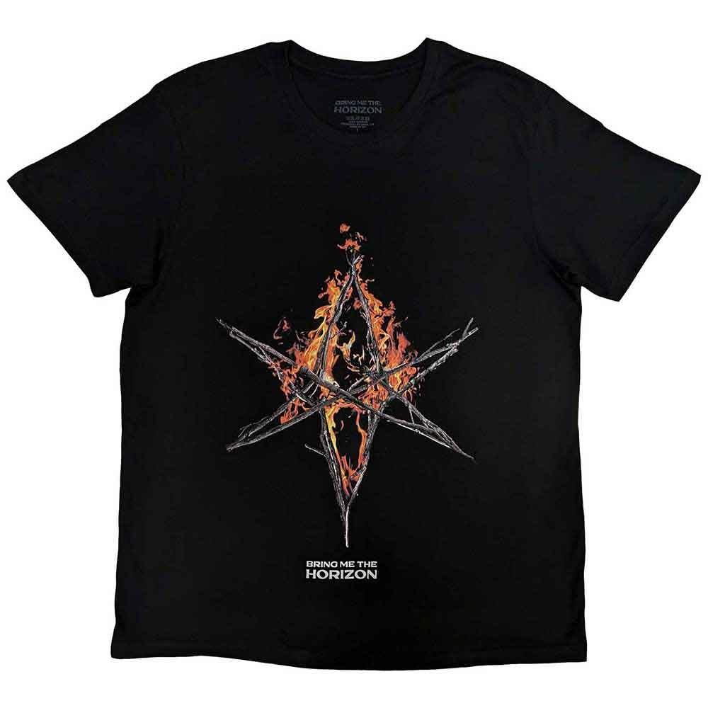 Bring Me The Horizon - Flame Hex and Text Logo (T-Shirt) 3XL