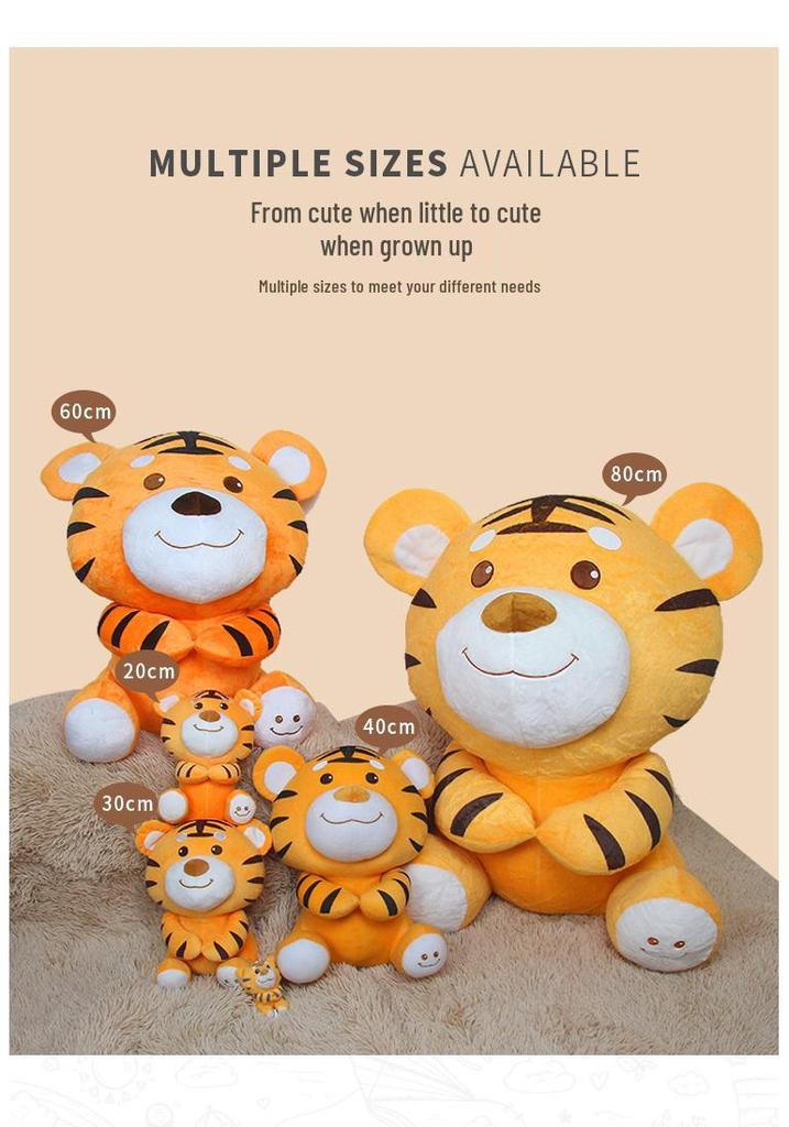 Smiling Tiger Plush Toy - Happy Soothing Doll for Babies & Kids