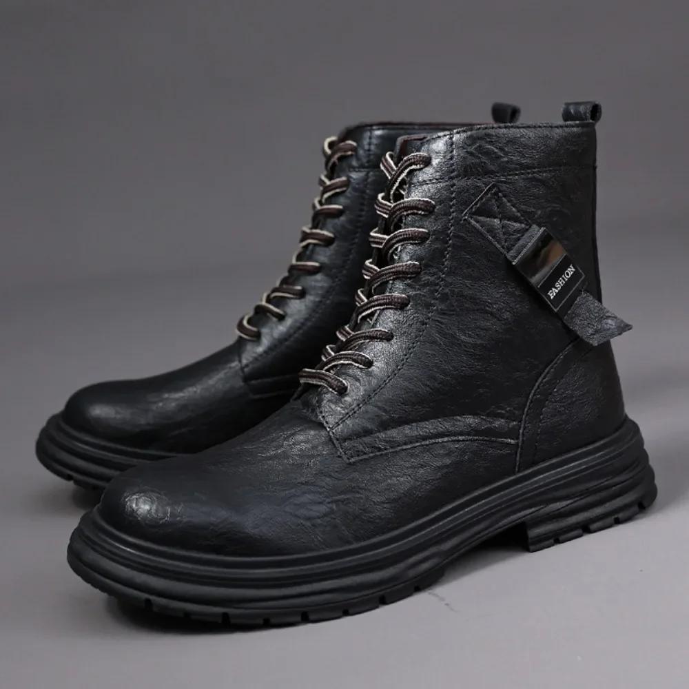 Fashion Men's Boots Trend Man Shoes Tooling Boots Fashion Men's Motorcycle Boots Retro Zipper High Top Shoes for Men
