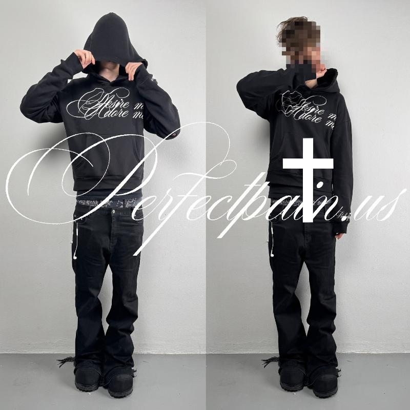 Europäischer und amerikanischer Y2K Street Trend Langärmiger dunkler Retro Punk Buchstaben bedruckter Pullover Hoodie