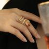 Personality Red CZ Snake Rings for Women Luxury Gold Color Sparkling Paved Crystal Cubic Zirconia Fashion Wedding Jewelry