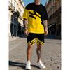 Summer Men's Round Neck Short Sleeved Set Personality Creativity 3D Printing Fashionable Comfortable Breathable Loose Casual Large Size Sports Wear