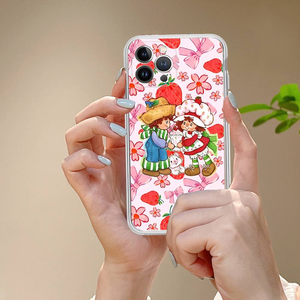Cartoon Girl S-Strawberry S-Shortcake TPU Silicone Case For IPhone 11 12 13 14 15 16 17 Pro Max Shockproof Clear Back Cover