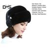 Mid-aged Women Winter Hat Thick Plush Faux Fur Heat Retention Windproof Solid Color Rhinestone Decor Outdoor Cycling Skiing Beanie