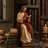 Reading Virgin Mary Figurine for Bookshelf, Resin Jesus Statue Shelf Faith-Based Home Decor Sitter, Decorative Sculpture Office, Gift Book Lovers