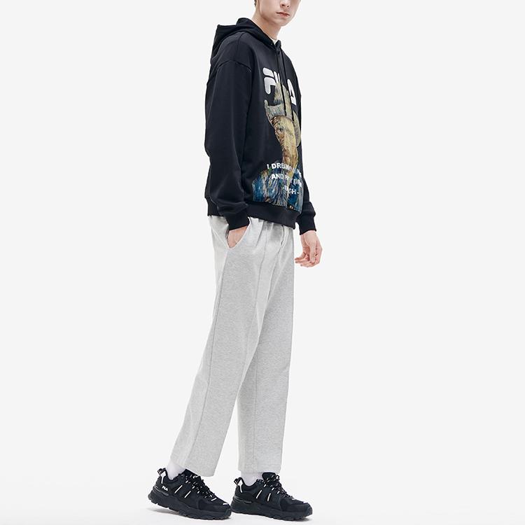Fila X Van Gogh Museum Collaboration Printed Sports Knit Hoodie Men Hoodie Black F11M218202F-BK