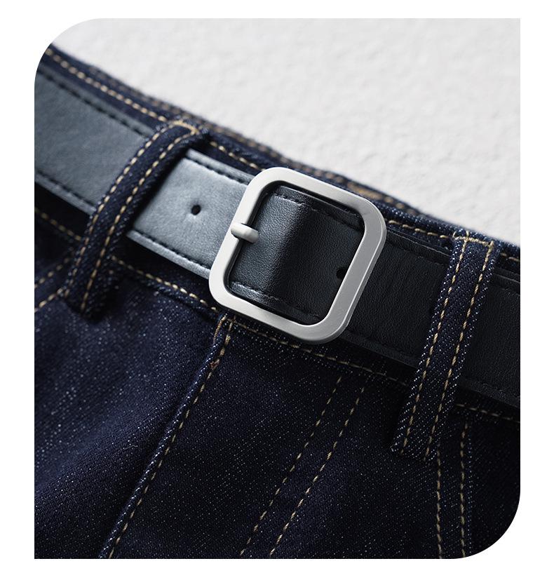 Dark Blue High-Waist Slimming Straight-Leg Cropped Jeans for Women - Spring 2025