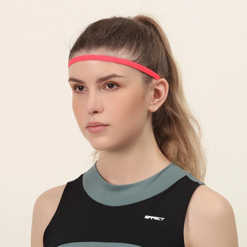 1Pcs Simple Unisex Sports Hairband Non-Slip Silicone Strip Sweat Guide Elastic Headbands Yoga Running Fitness Hair Accessories