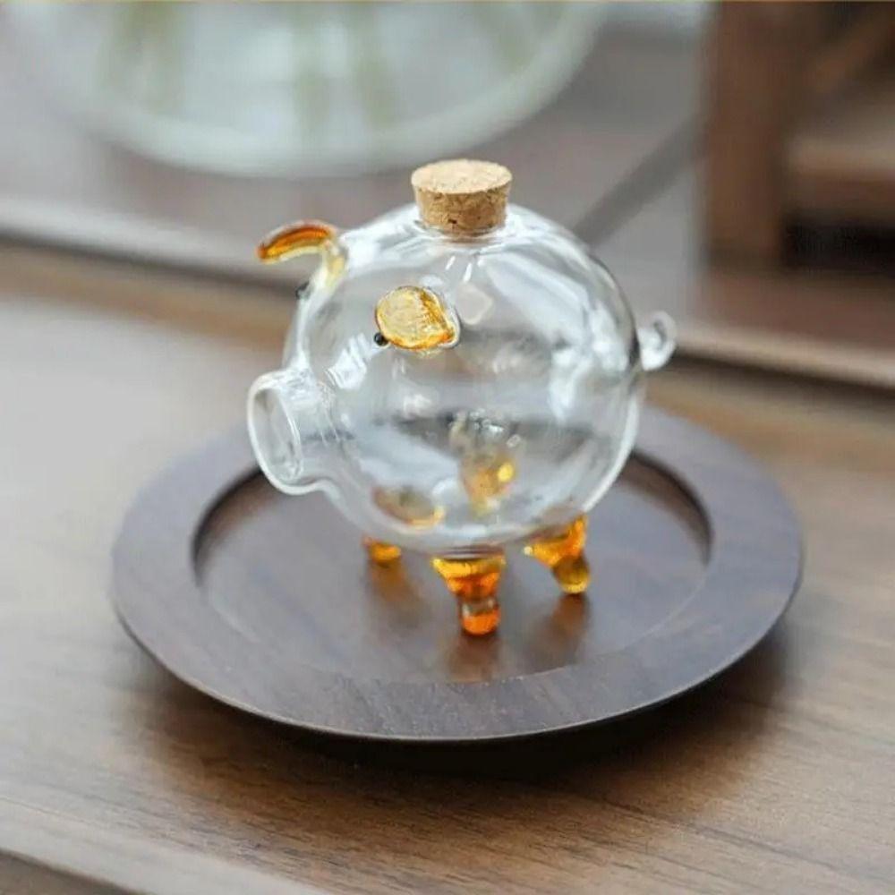 Handmade Coins Saving Box Multi-purpose Glass Money Jar Transparent Golden Beans Container Gift