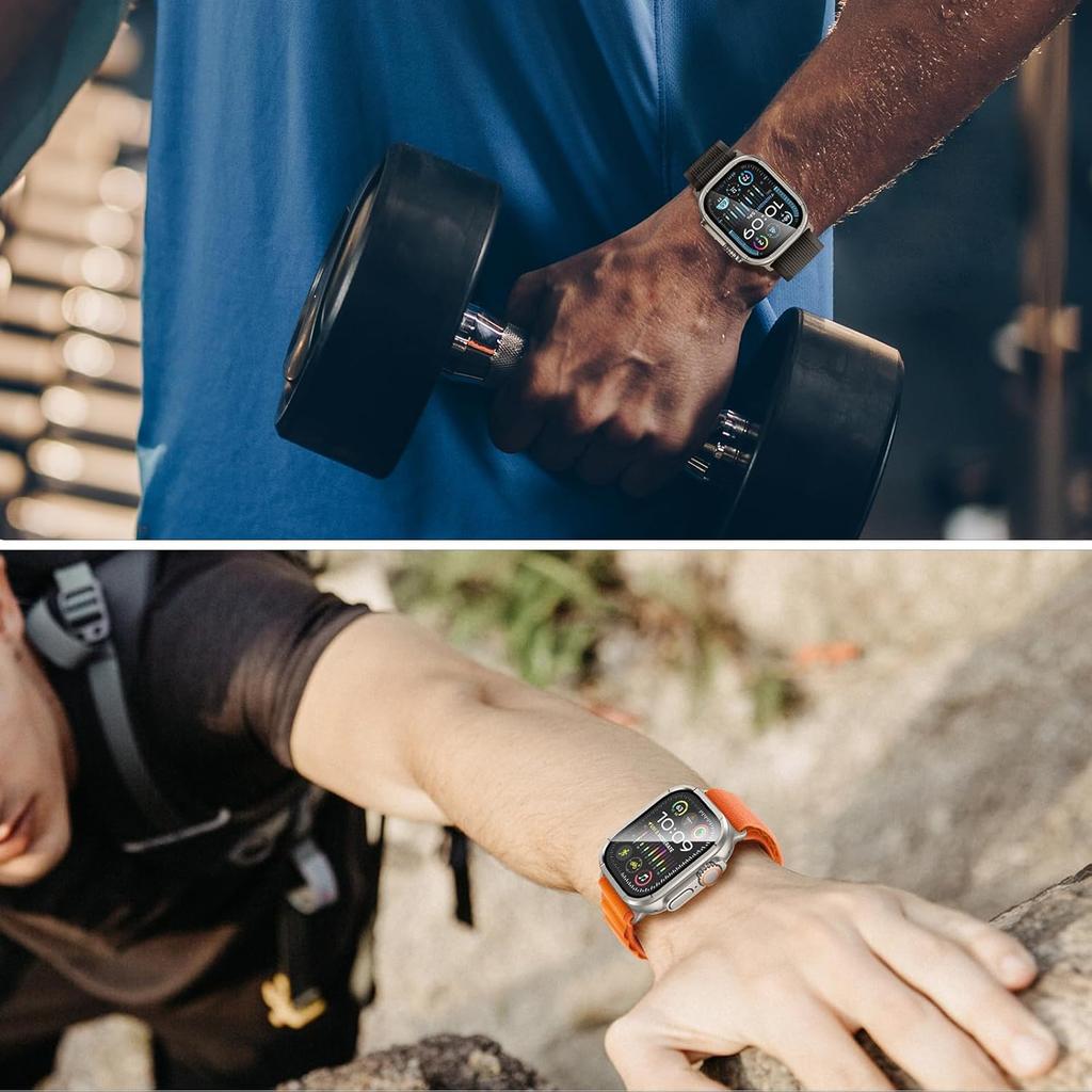 Amizee 2 Pack Metal Case Compatible with Apple Watch Ultra/Ultra 2 Screen Protector Case 49mm with Tempered Glass, Metal Frame Built In HD Glass