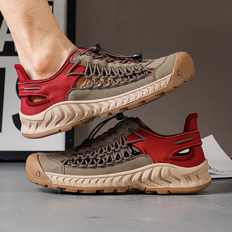 Fashion Fashion Summer Men Sandals Comfort Leather Men Casual Shoes Outdoor Men Leather Sandal Quality Beach Hand Woven Hollow Out Shoes