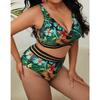 Costumi da bagno taglie forti Set da 2 pezzi Set bikini push up da donna a vita alta Stampa floreale Costumi da bagno grandi estivi