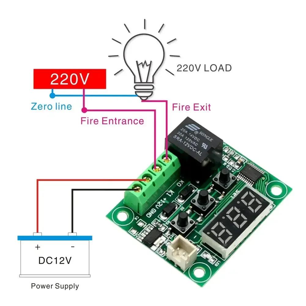 W1209 DC 12V Heat Cool Digital Thermostat Temperature Controller Miniature Thermostat Temperature Control Switch Panel XH-W1209