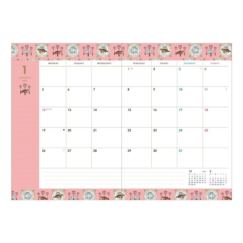 2026 Planner, Weekly Left, Starting December 2025, B6 Size, Paul & Joe, Nunett Navy, Marks, 26WDR-PJH01-NV