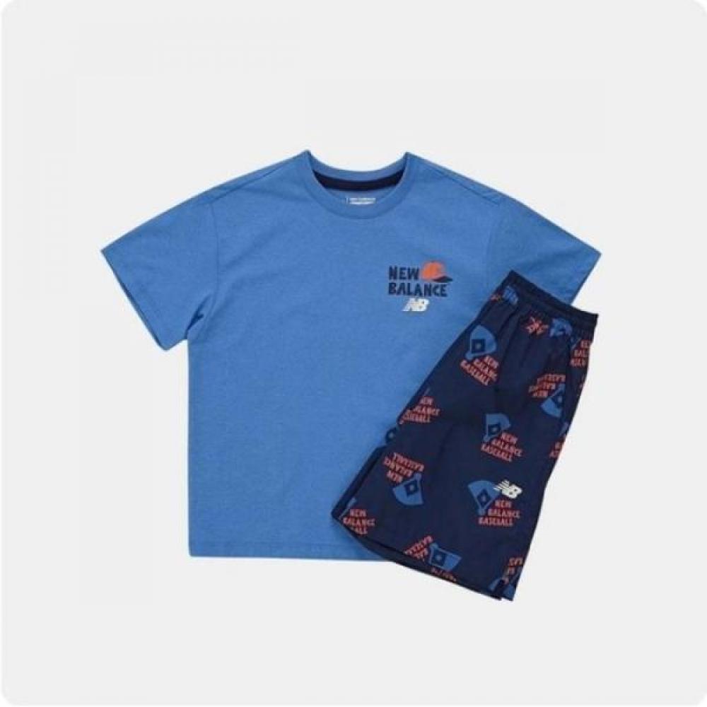 

New Balance Skies Baseball Pattern Short Sleeve Tee Set Nk9ye2501u Blue (50)Blue/100