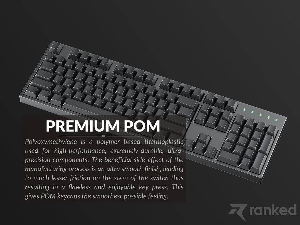 Ranked Premium Blank POM Keycap Set | 1.45mm Thick POM | Cherry Profile for Custom Mechanical Keyboards (Black, 169 Keycaps)