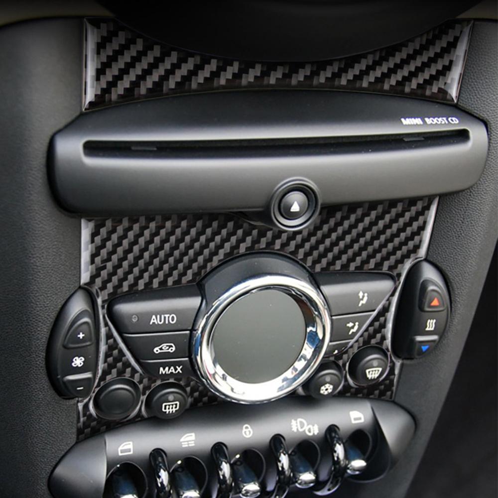 Kohlefaser Autoaufkleber Innenausstattung Mittelkonsole Knopfleiste Abdeckung Aufkleber Zubehör Für Mini Cooper Clubman R55 R56 R57