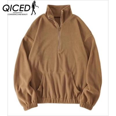 Autumn Winter Loose Zipper Half Cardigan Cashmere Hoodie Woman