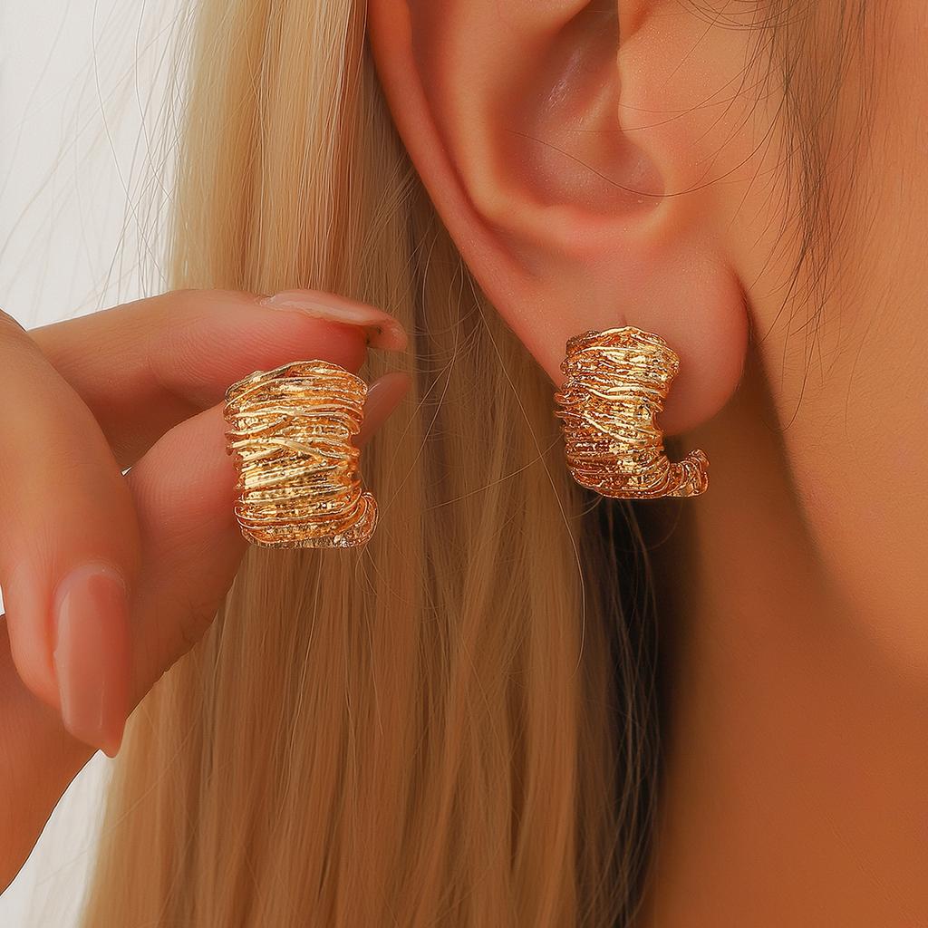 2PC Women's Fashion Geometric Wrinkle Earrings Zircon Accessories Suitable for Date, Party, Festival Gifts-1196