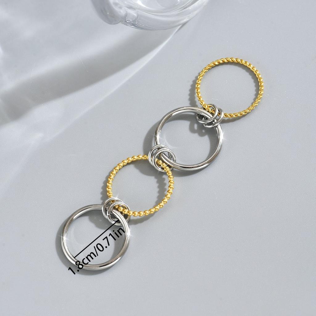 Popular Women's Stacked Ring Set, Geometric 18k Plating Design Cross Ring Jewelry