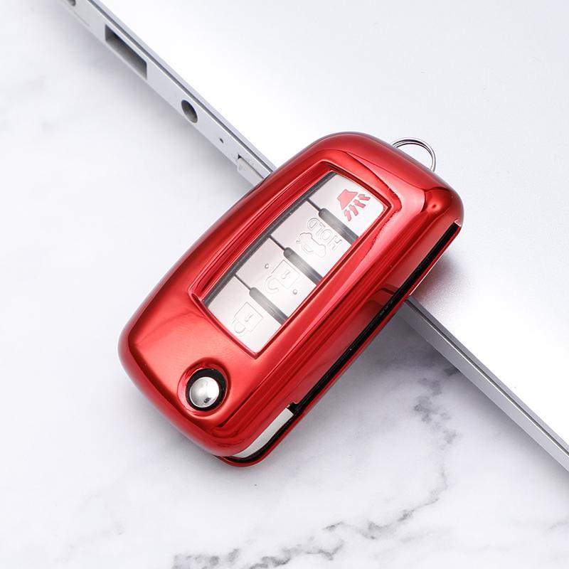 Soft TPU Car Folding Flip Key Case Cover Keychain for Nissan X-Trail T31 T32 Rogue Juke F15 Qashqai Tiida Murano Maxima Quest