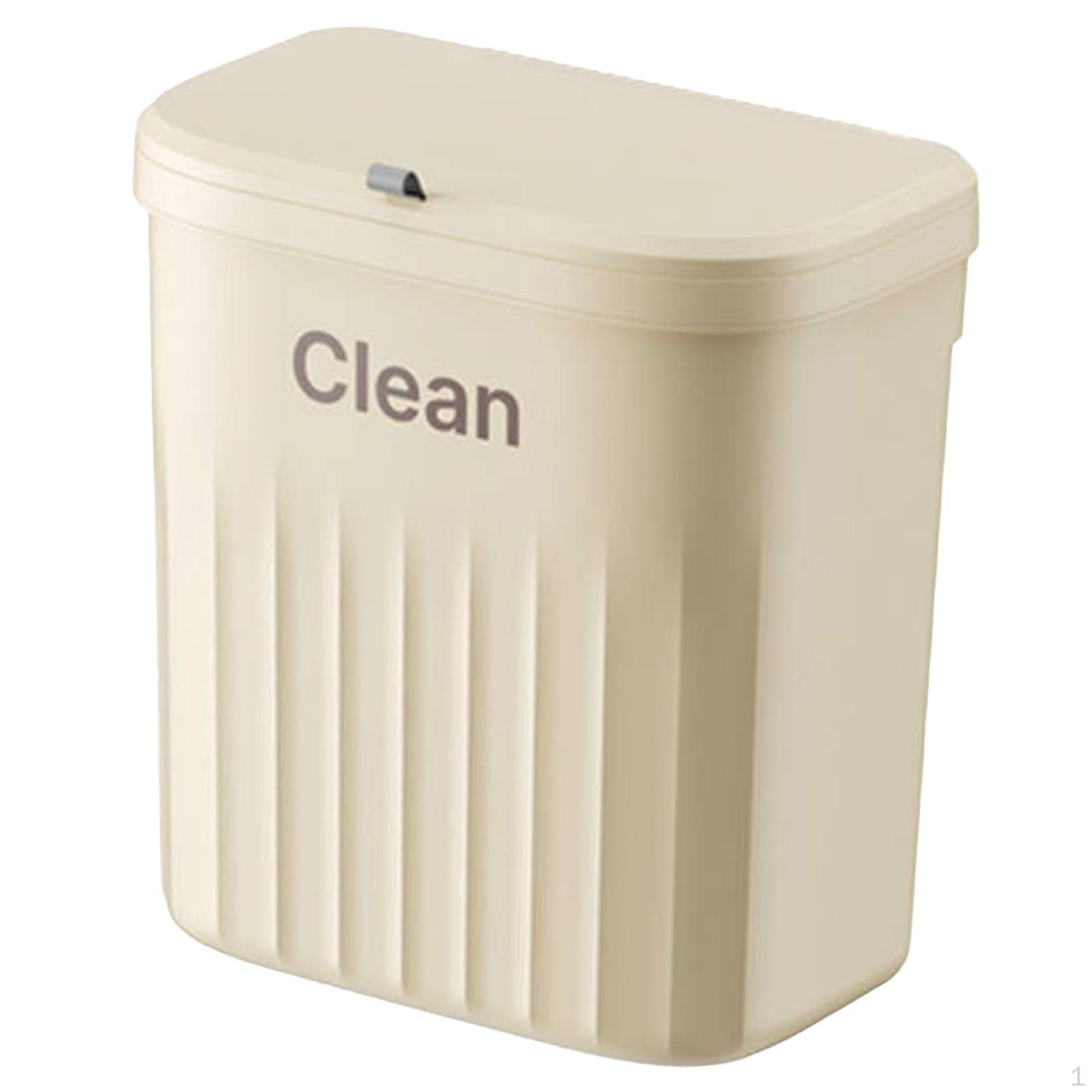 

Compact Kitchen Waste Bin with Secure Cover for Countertop Organization Cream Color L