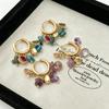 French Vintage Gemstone Tassel Clip Earrings: Multi-Pendant C-Shaped Ear Cuff for Versatile Wear.