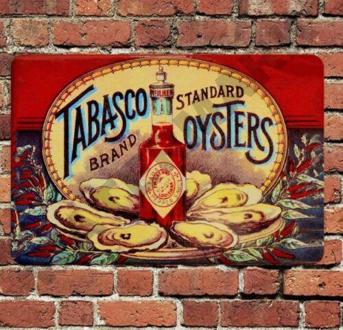 Tabasco Oysters Sign Aluminum Metal x Retro Aged Kitchen Man Cave GarageAluminum 20x30cm（7.8x11.8inch）