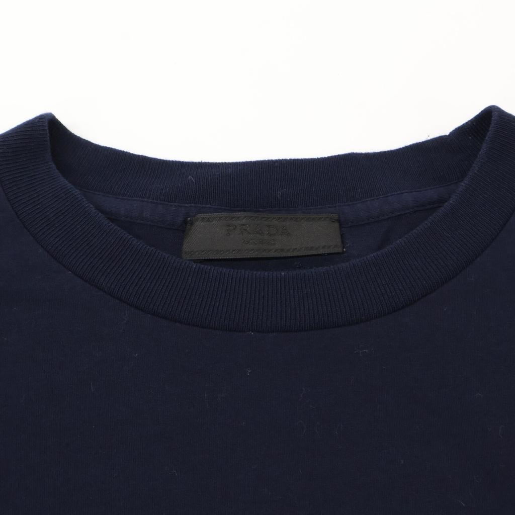 PRADA UMJ492 Navy Triangle Logo Crew Neck T-Shirt tops M NavyUsed