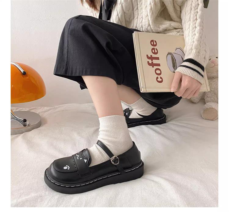 2024 Women's British-Style Thick-Soled Leather Loafers: Summer Slip-On with Buckle in Japanese College Style