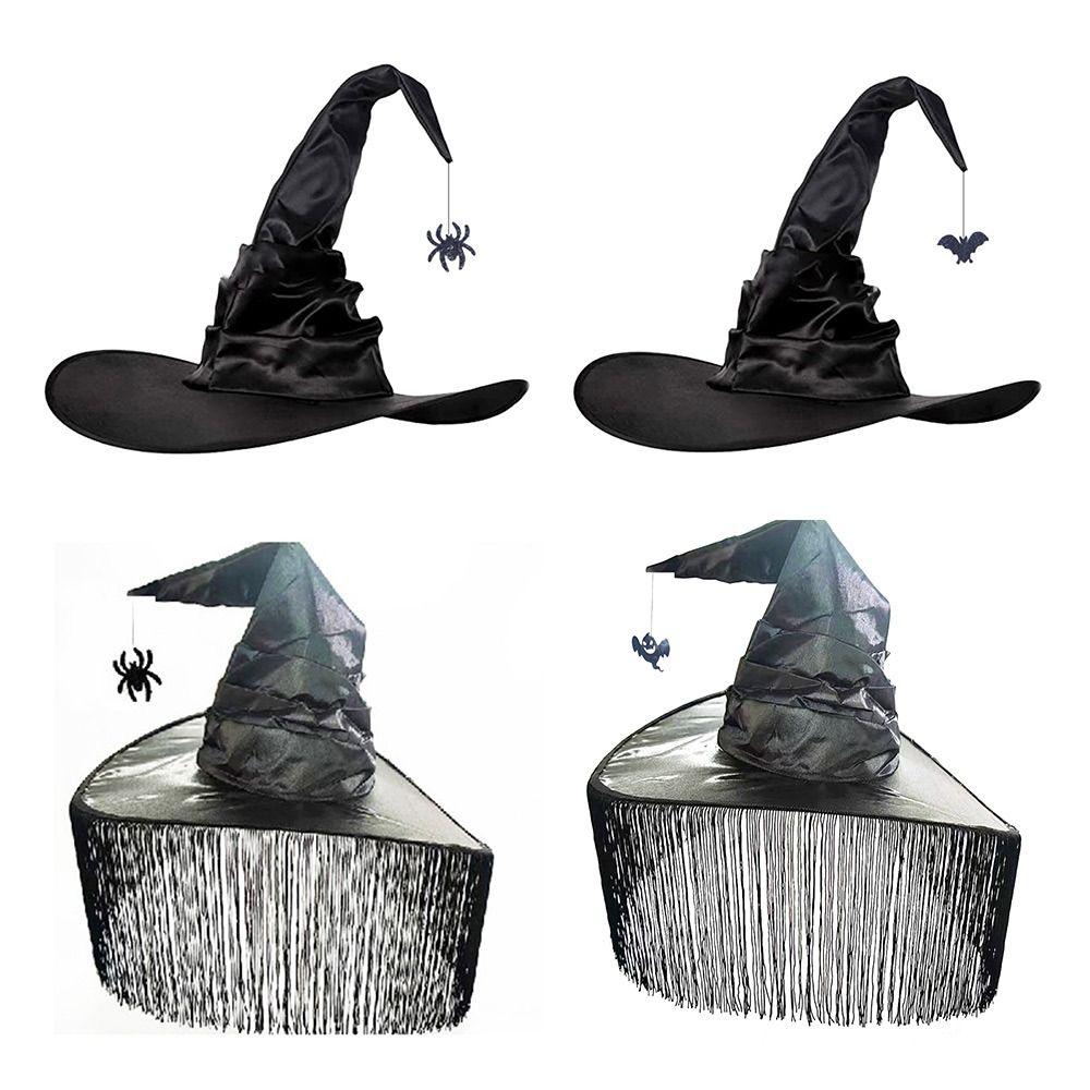 Pleated Modern Witch Hat Black Purple Makeup Props Leisure Halloween Hat  Travel